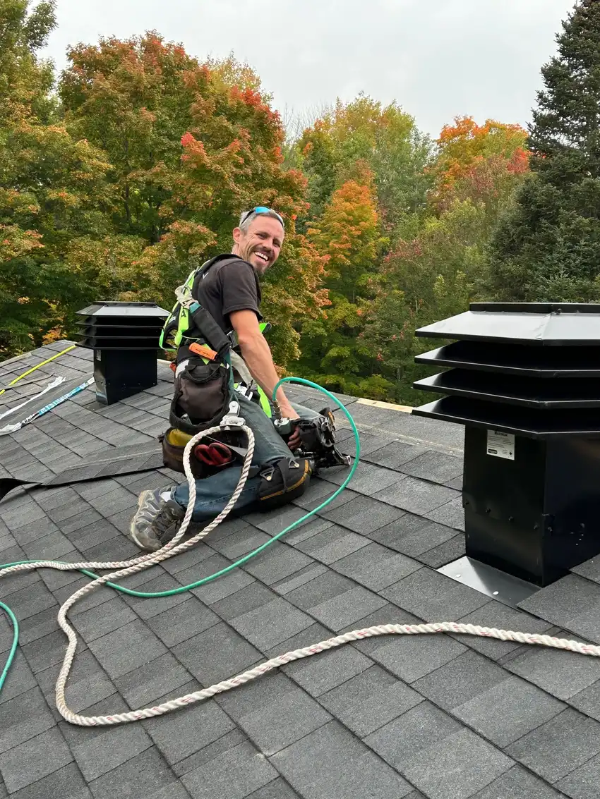 Roof vent installation detail on a completed project